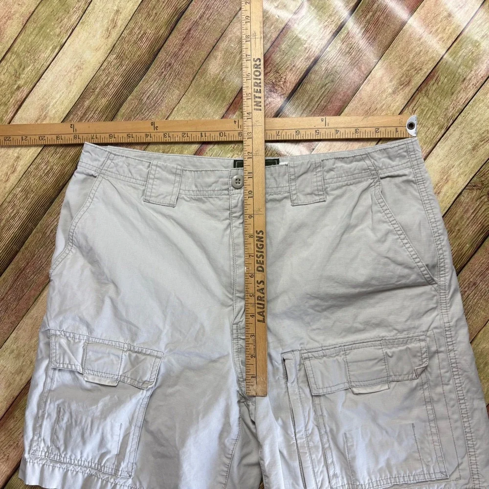 Eddie Bauer Stone Khaki Ripstop Cargo Shorts Mens Size 35 Gorpcore Indie Utility